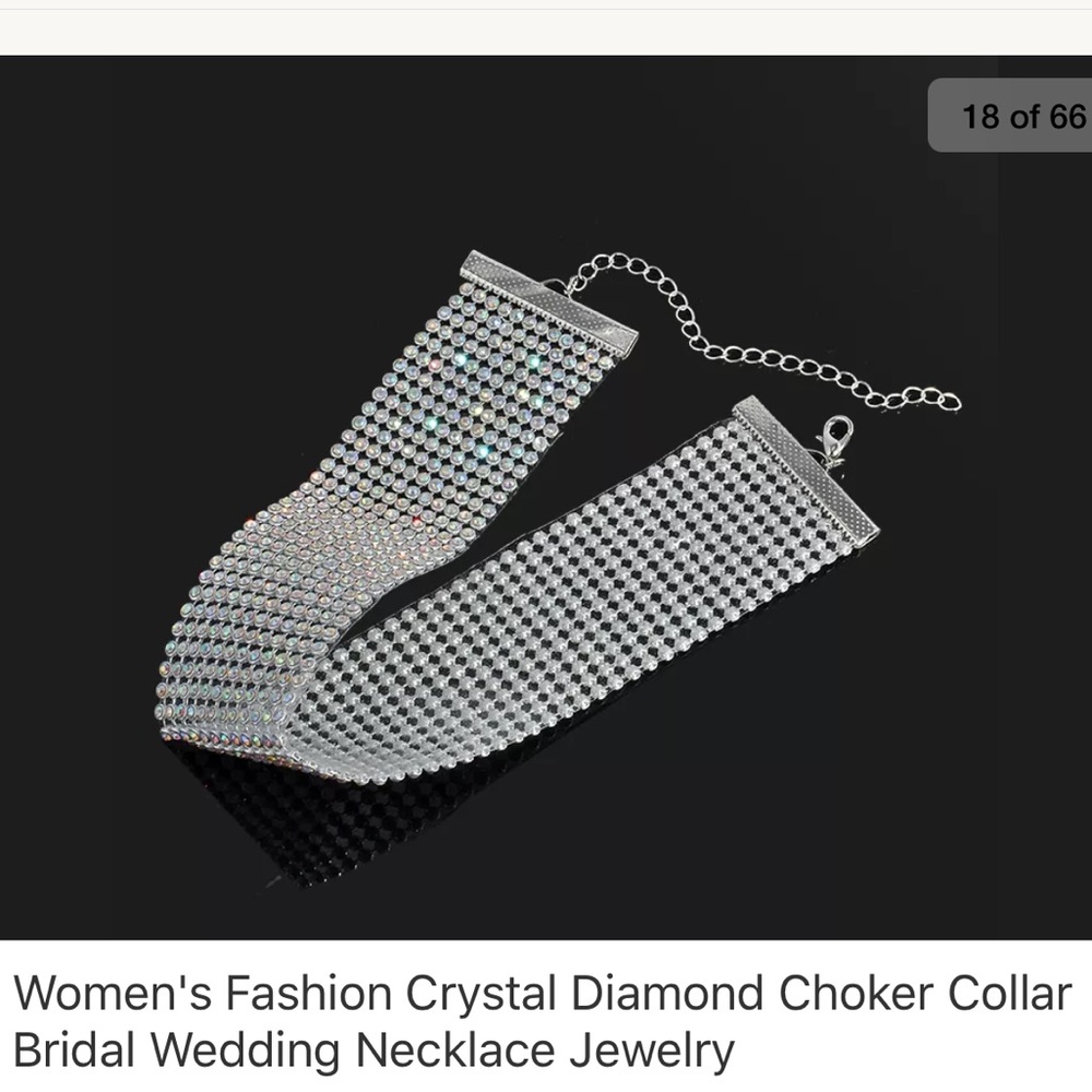 NWT rhinestone collar chocker fashion necklace - Picture 3 of 3